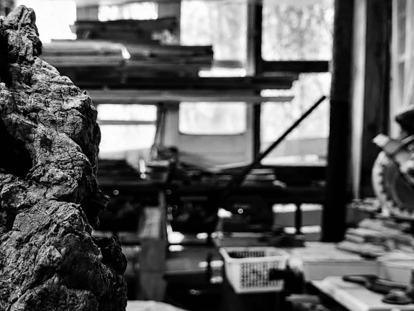 photo atelier en noir et blanc d'Olivine